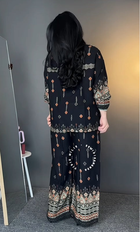 Stylish Black Rayon Co Ord Set