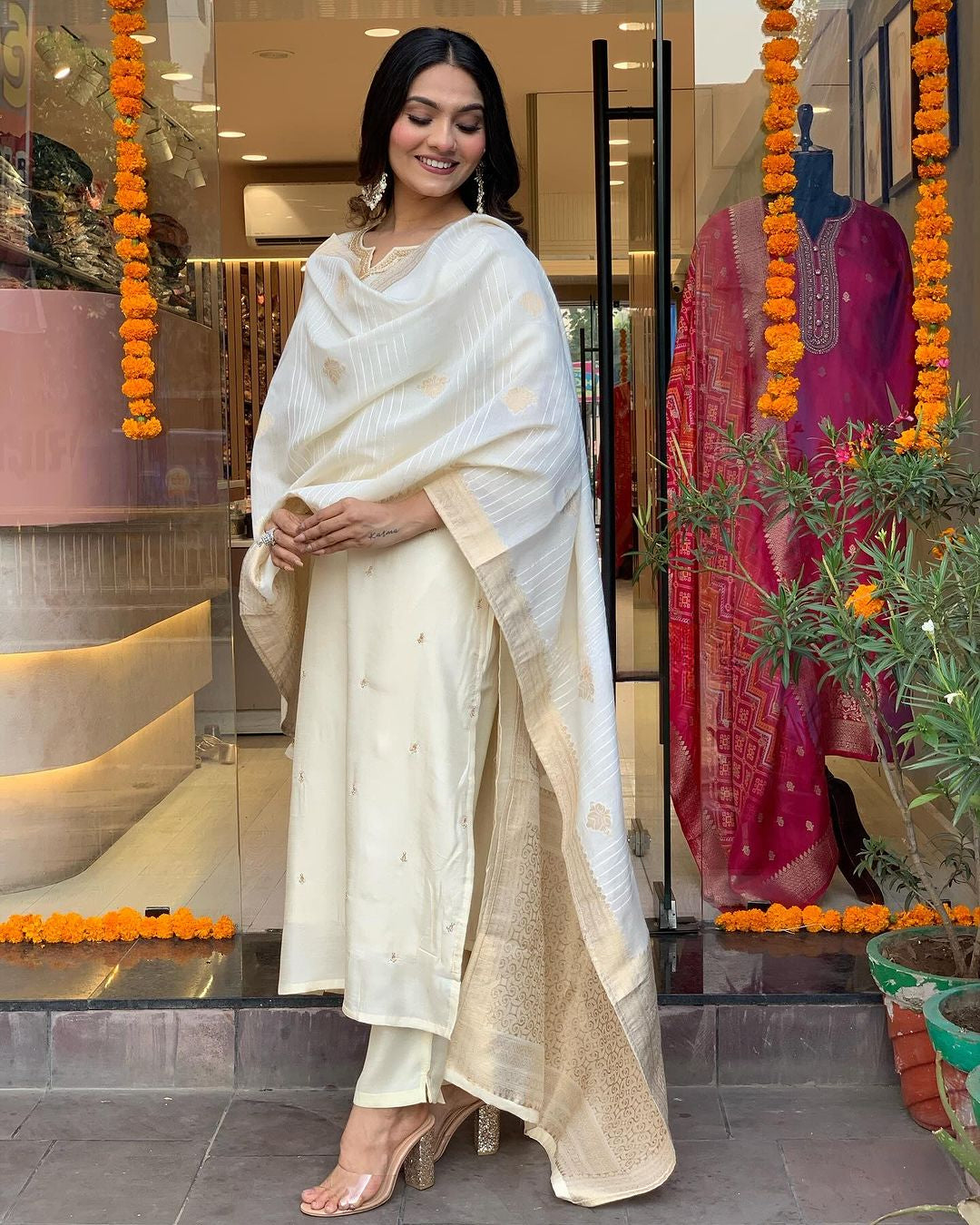 Most Beautiful Chanderi Viscose Kurta Set