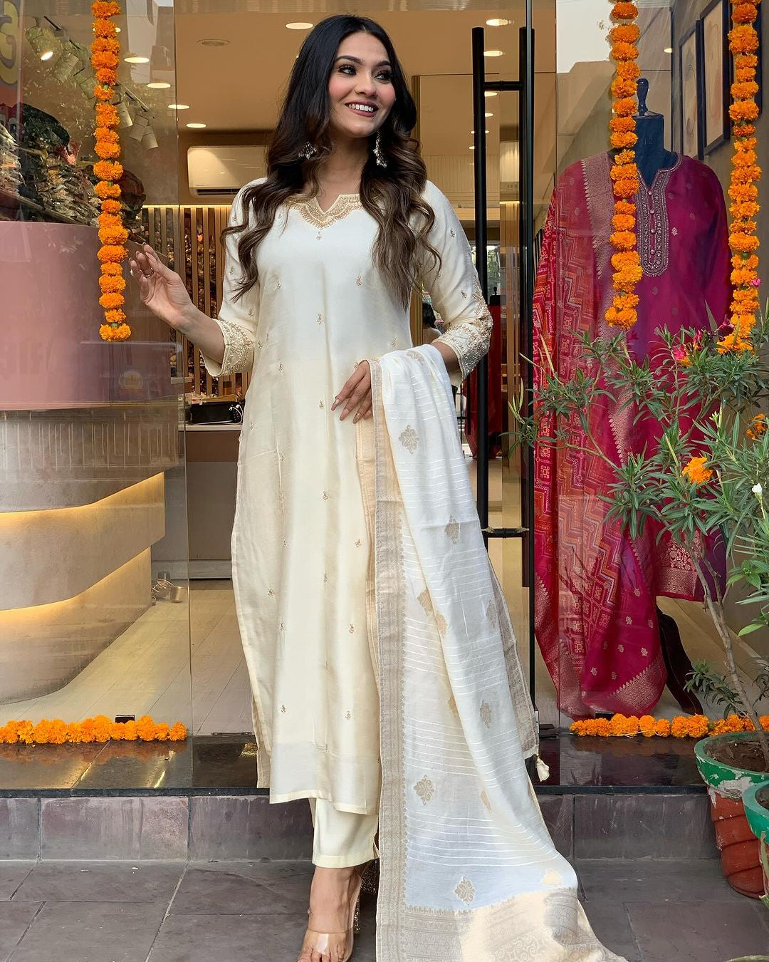 Most Beautiful Chanderi Viscose Kurta Set
