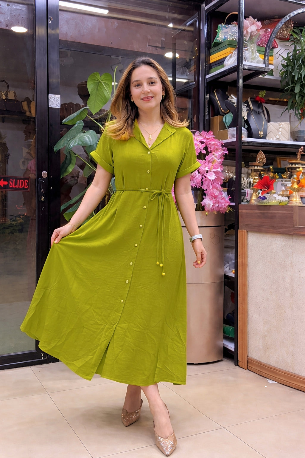 Designer Rayon Solid Plain Dress