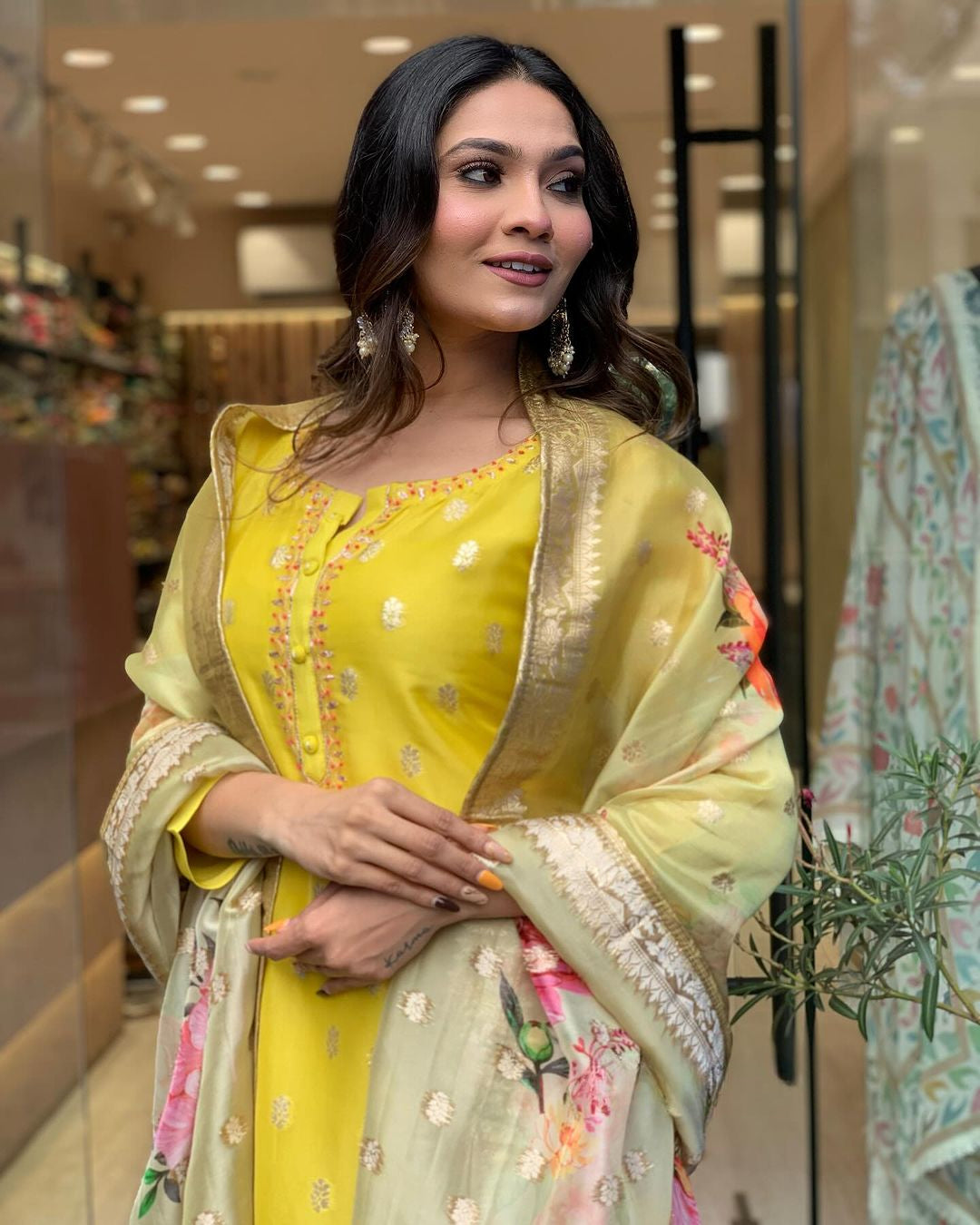 Most Beautiful Organza With Jequard Work Suit Set