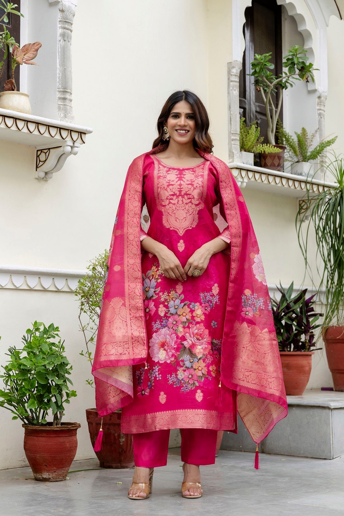 Very Lovely Chanderi Cotton Woven Printed Suit Set