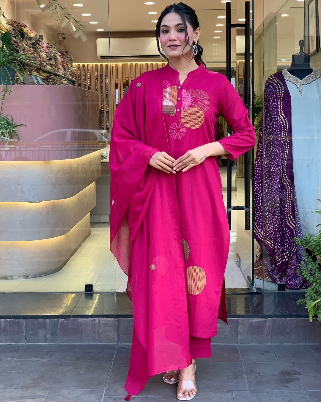 Most Delightful Mal Cotton Embroidery Suit Set