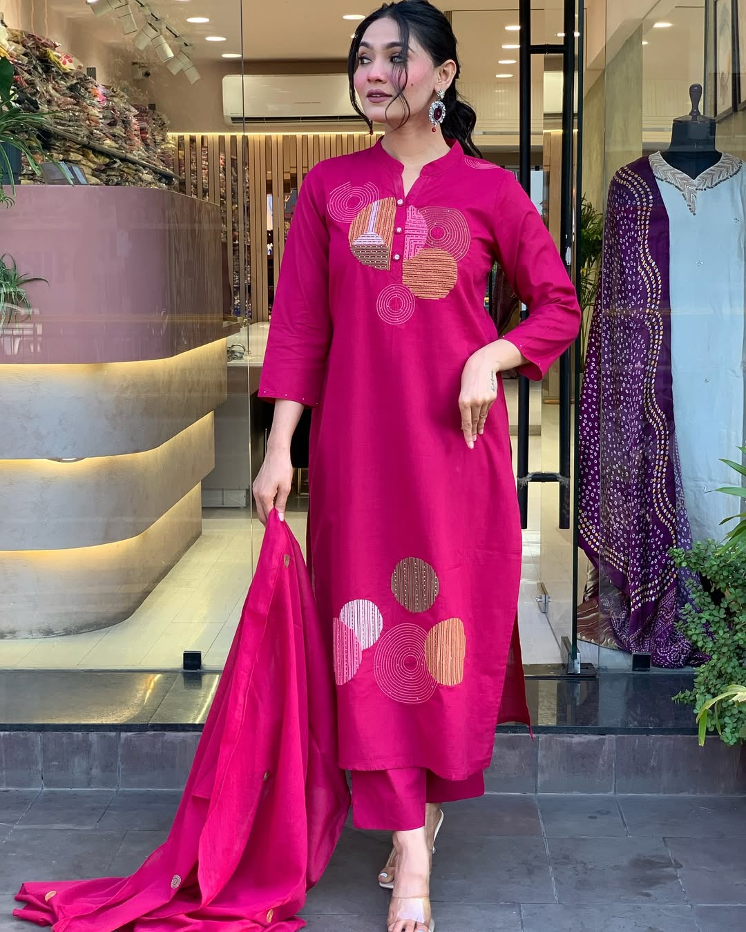 Most Delightful Mal Cotton Embroidery Suit Set