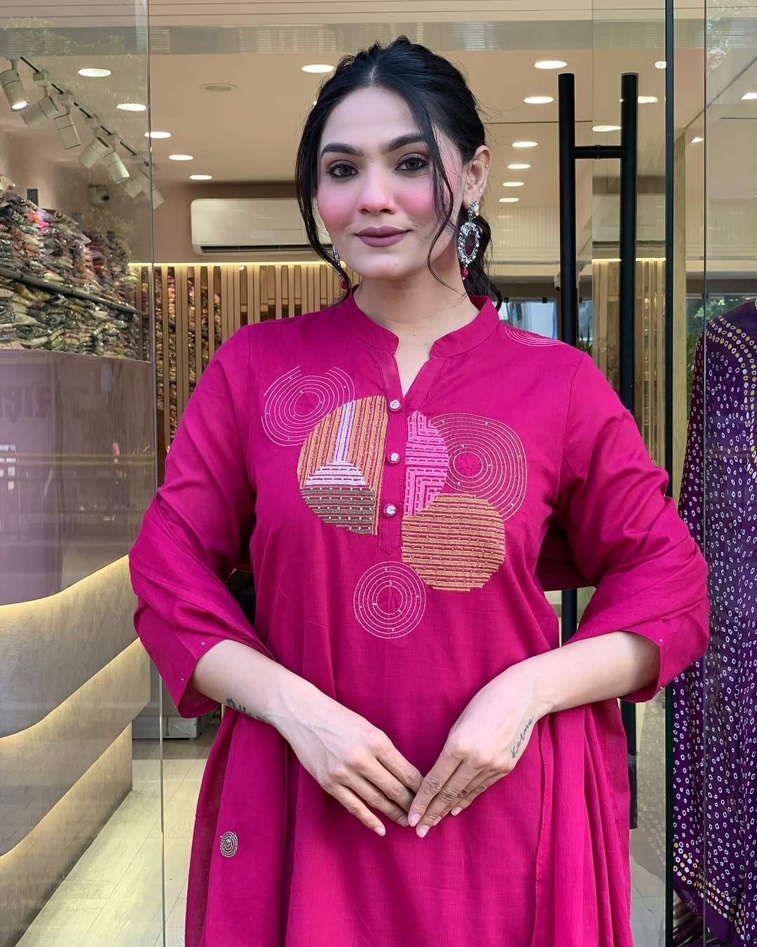 Most Delightful Mal Cotton Embroidery Suit Set