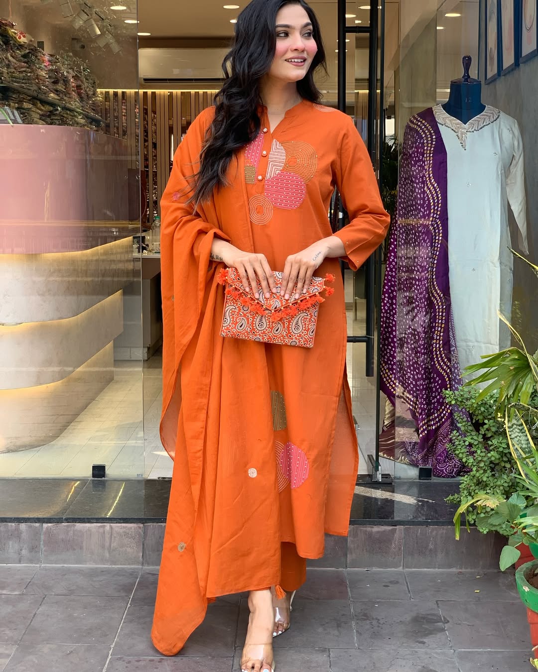 Most Delightful Mal Cotton Embroidery Suit Set