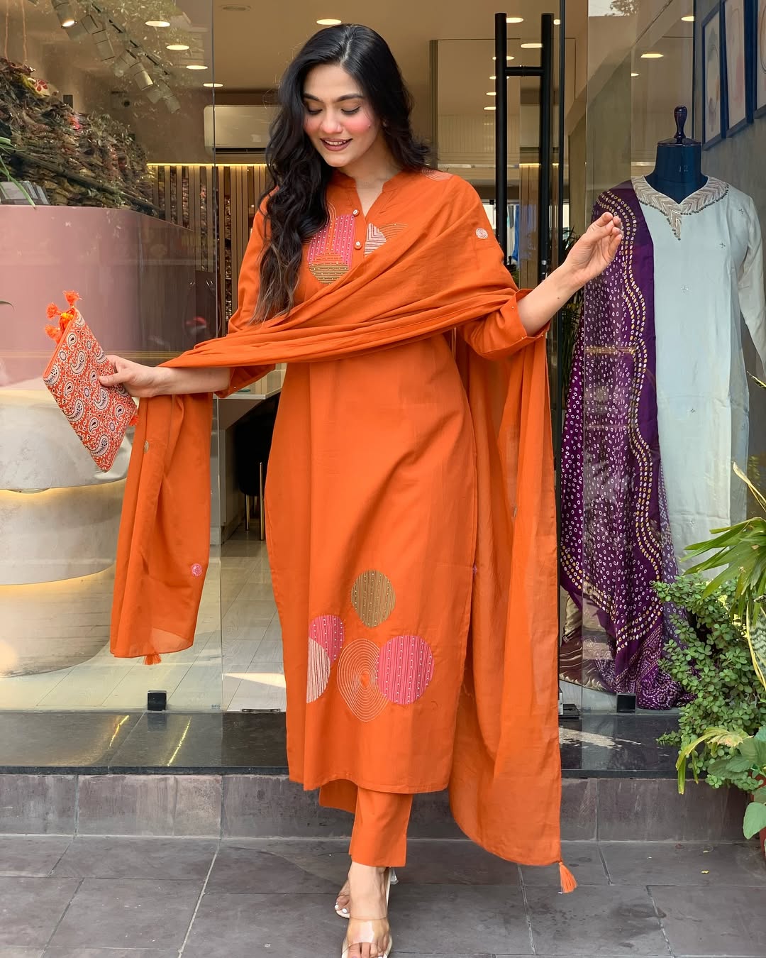 Most Delightful Mal Cotton Embroidery Suit Set