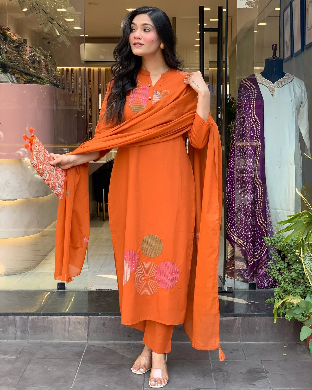 Most Delightful Mal Cotton Embroidery Suit Set