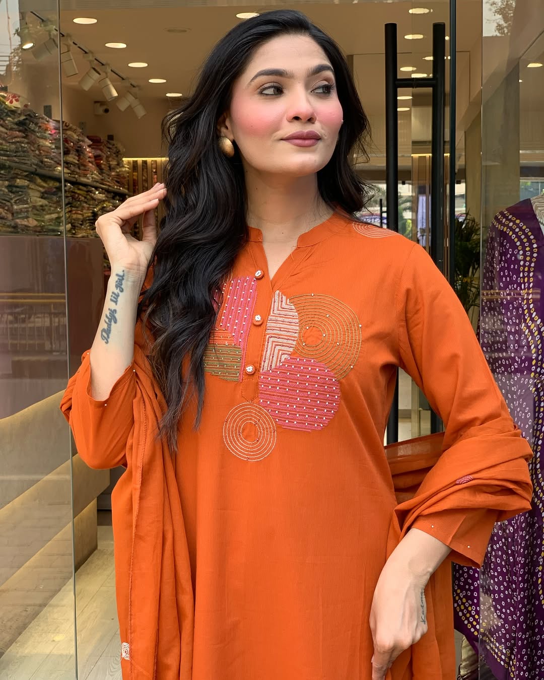 Most Delightful Mal Cotton Embroidery Suit Set