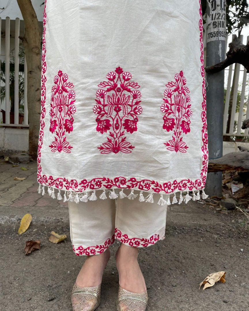 Most Beautiful Pure Chanderi Silk Embroidery Suit Set