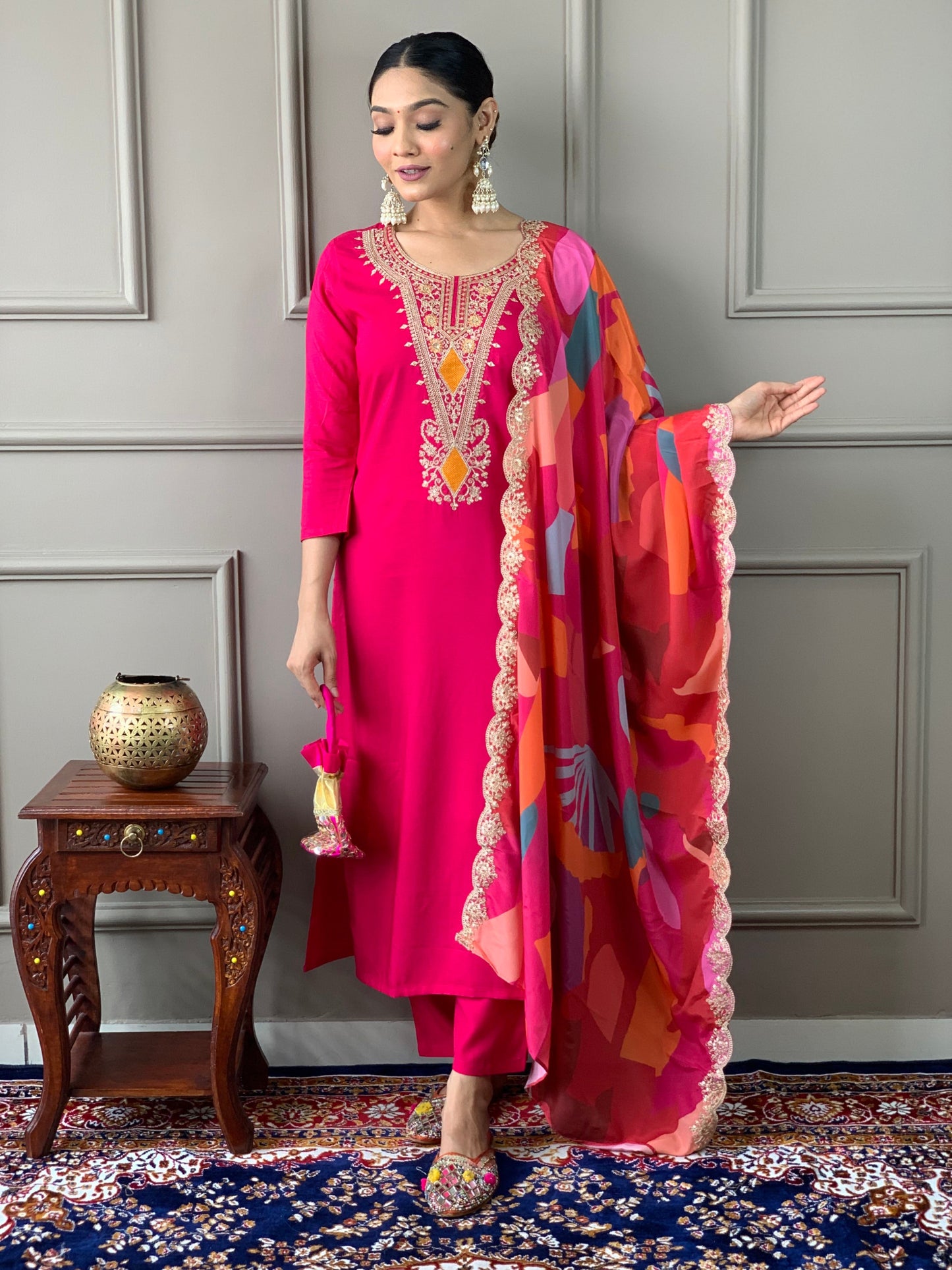 Most Beautiful Viscose Silk Suit Set With Heavy Dupatta