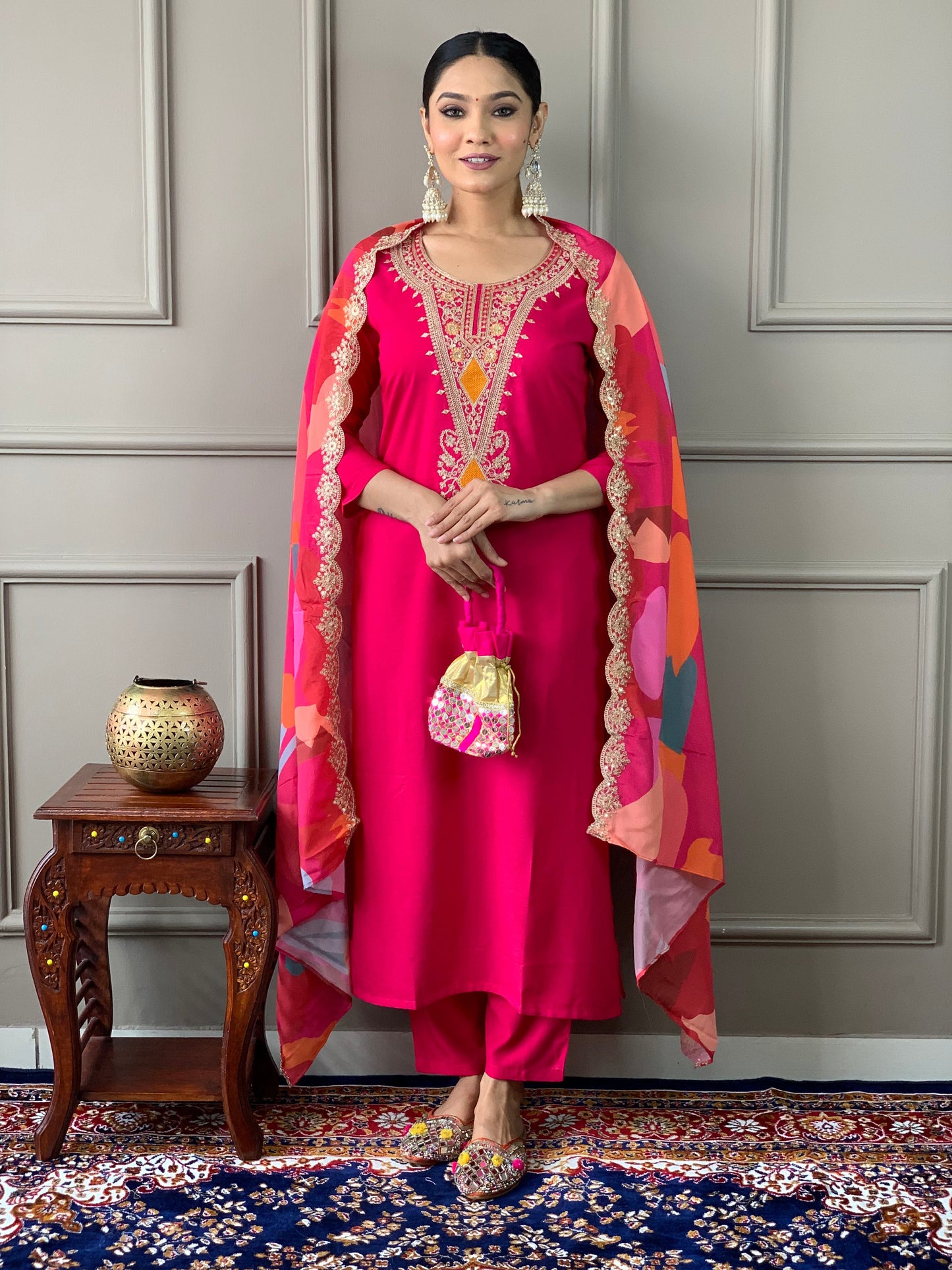 Most Beautiful Viscose Silk Suit Set With Heavy Dupatta