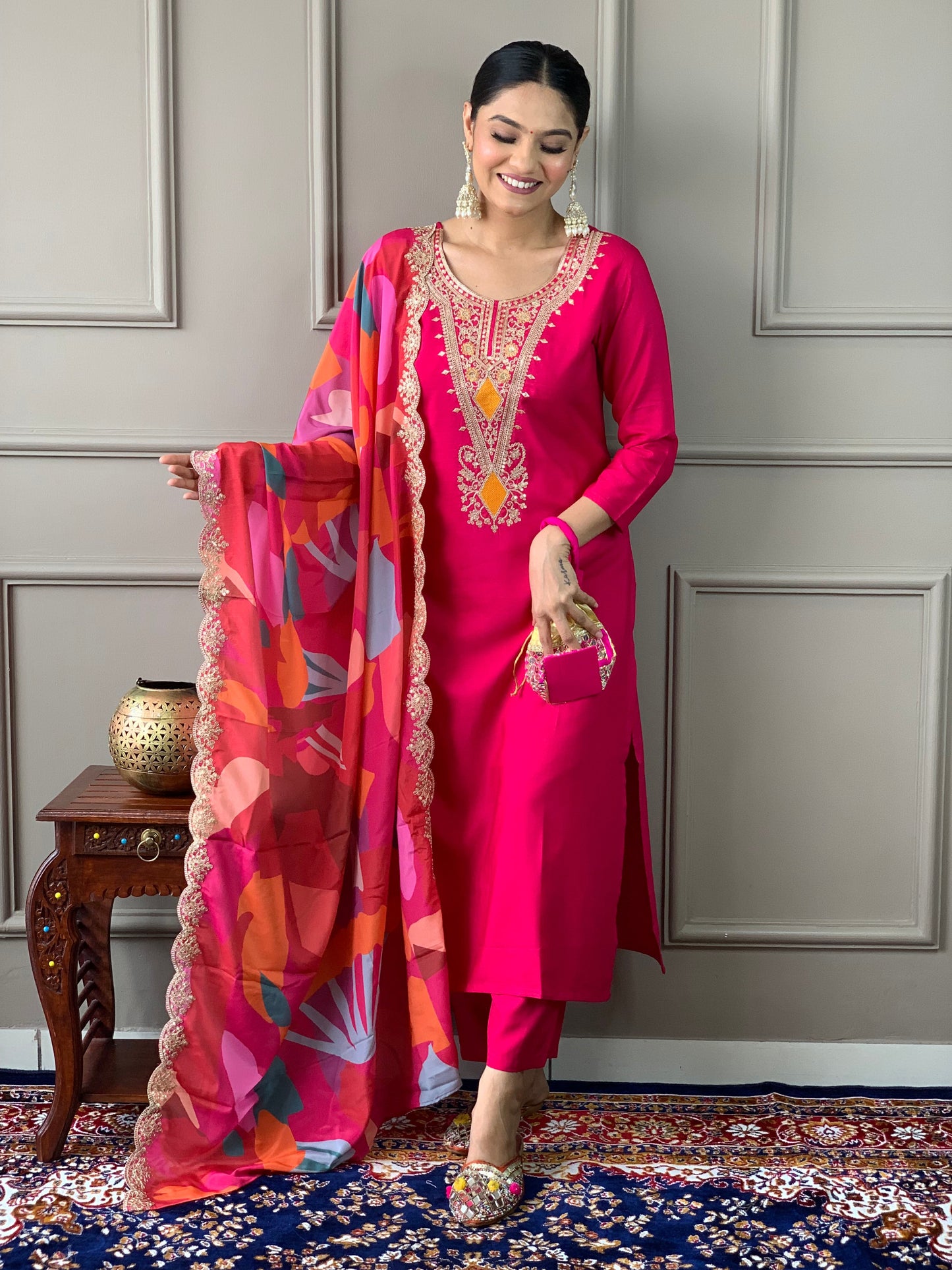 Most Beautiful Viscose Silk Suit Set With Heavy Dupatta