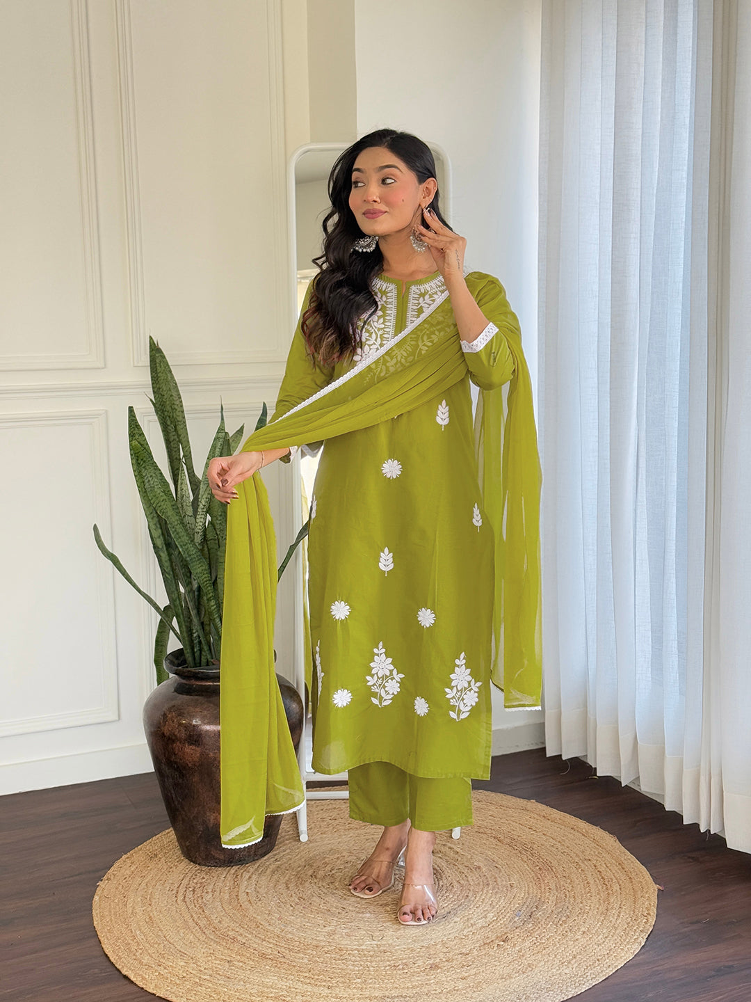 Fantabulous Cotton Fabric Embroidery Suit Set