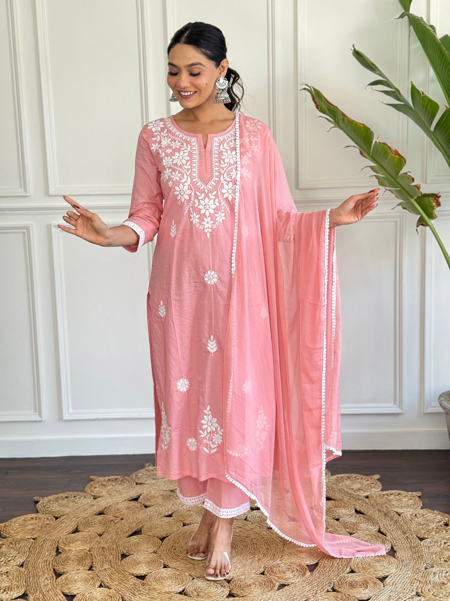 Fantabulous Cotton Fabric Embroidery Suit Set