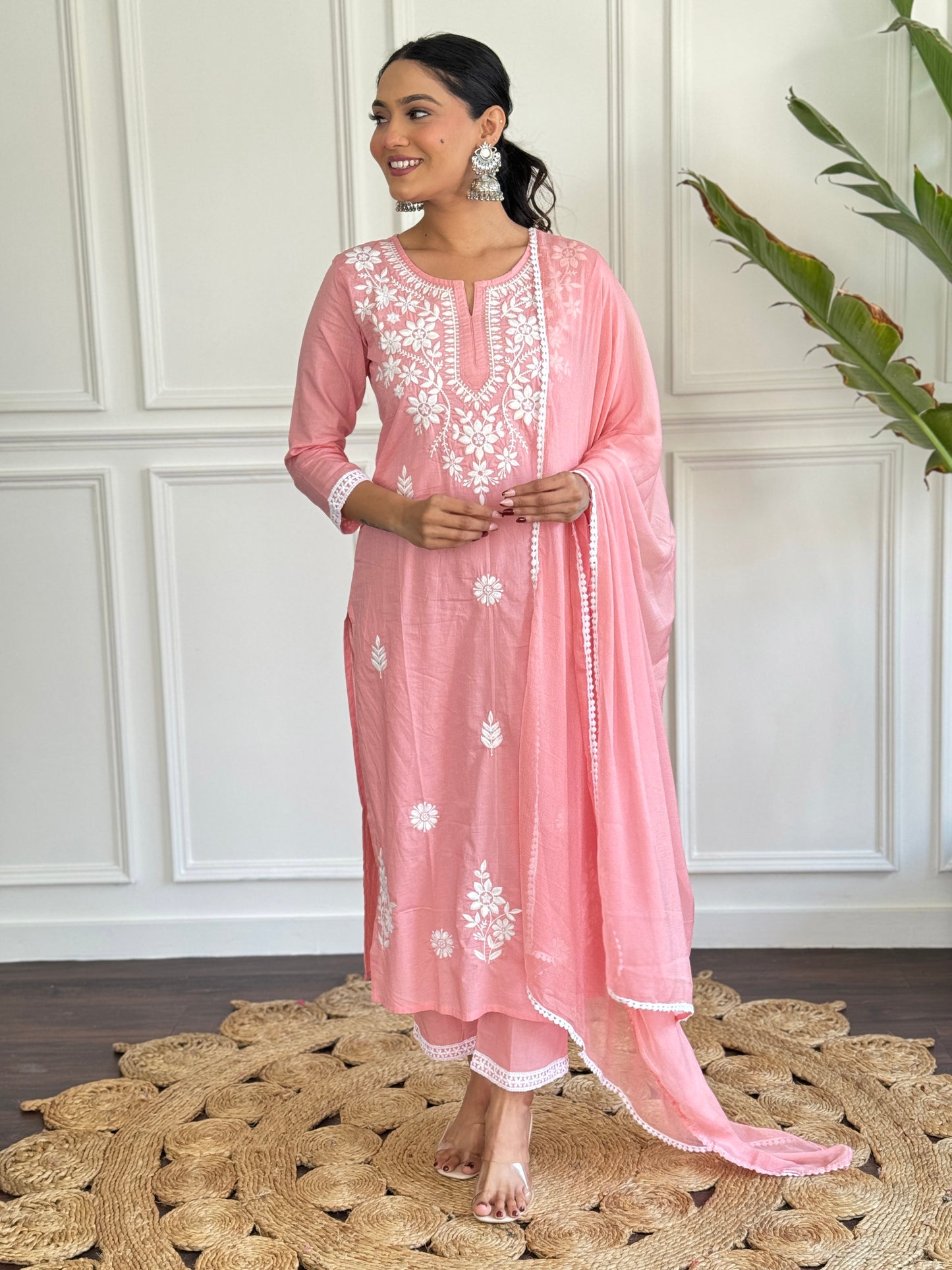 Fantabulous Cotton Fabric Embroidery Suit Set
