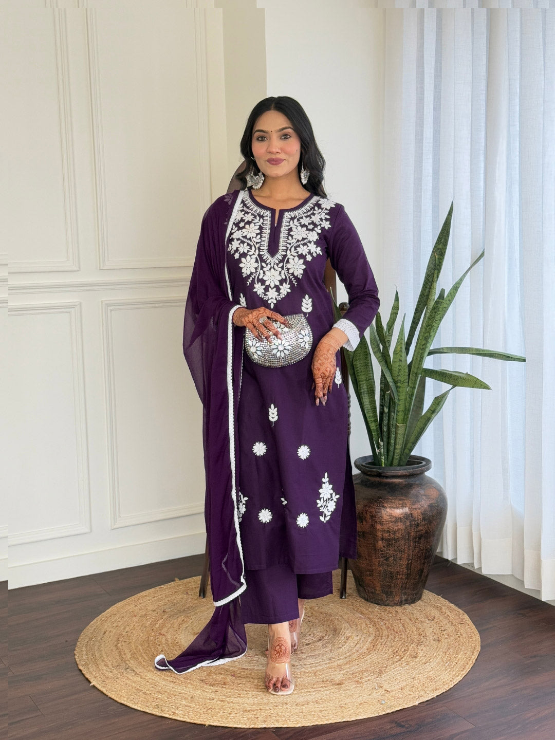 Fantabulous Cotton Fabric Embroidery Suit Set