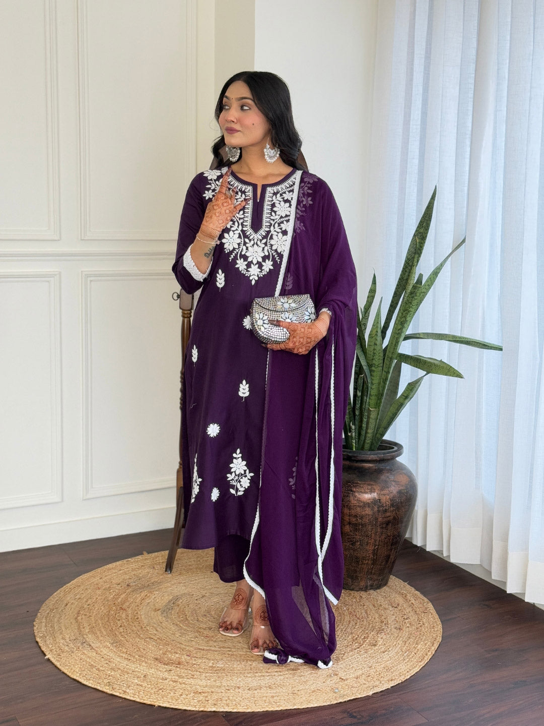 Fantabulous Cotton Fabric Embroidery Suit Set