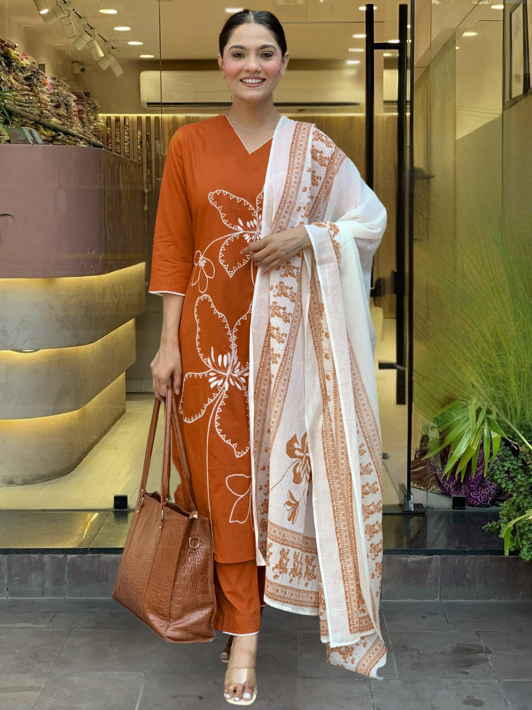 Appealing Rayon Silk Floral Print Suit Set