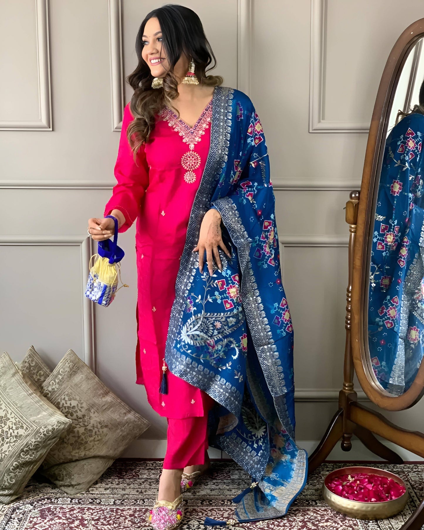 Most Beautiful Viscose Chanderi Suit Set