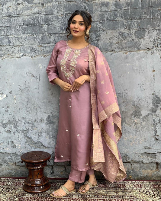 Most Beautiful Chanderi Viscose Suit Set