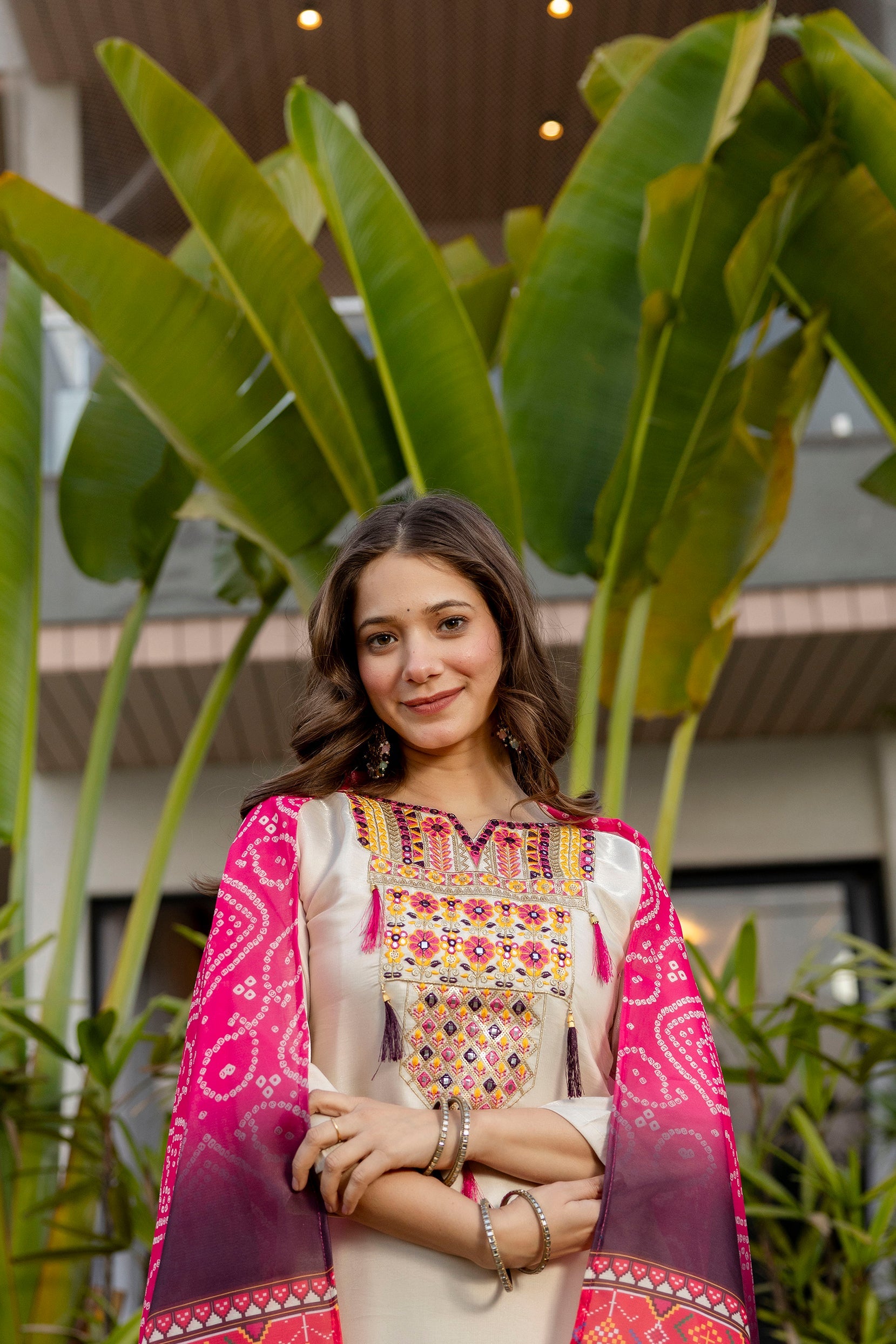 Bandhej Tales Embroidered Suit Set