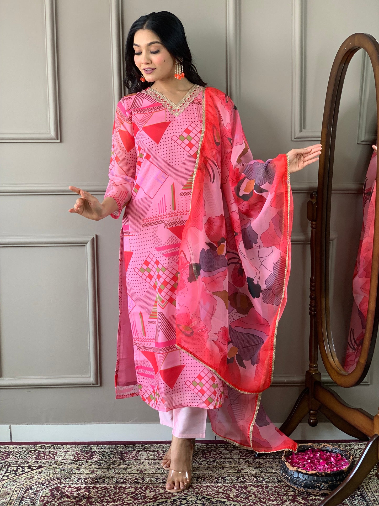 Most Beautiful Viscose Chanderi Suit Set