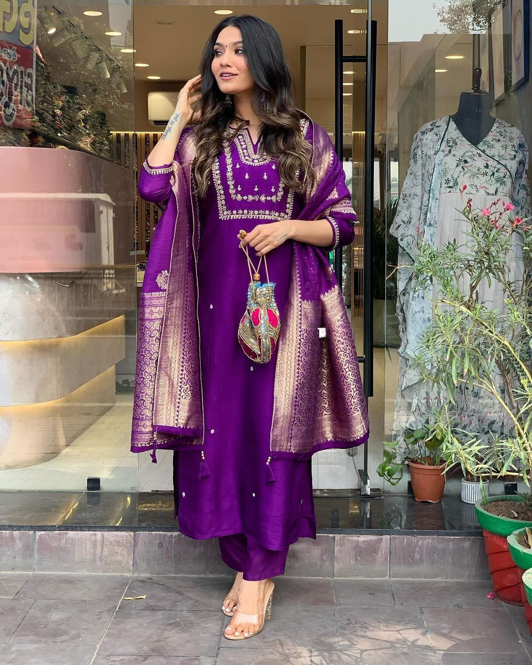 Trending Chanderi Silk Designer Suit Set
