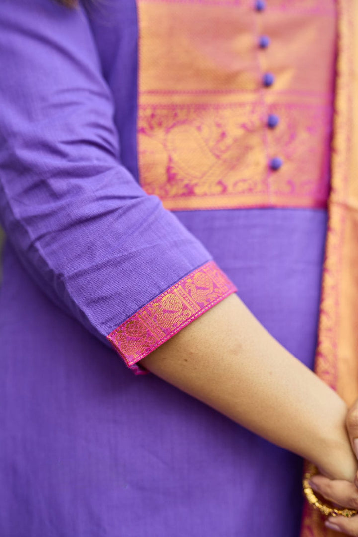 Most Trending Lavender Color Kanchi Cotton Suit Set