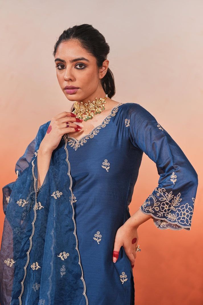 Most Elegant Chanderi Silk Embroidery Suit Set