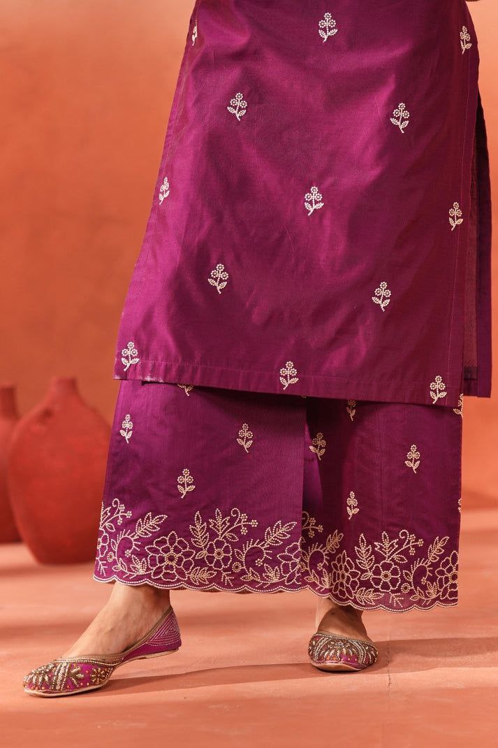 Most Elegant Chanderi Silk Embroidery Suit Set