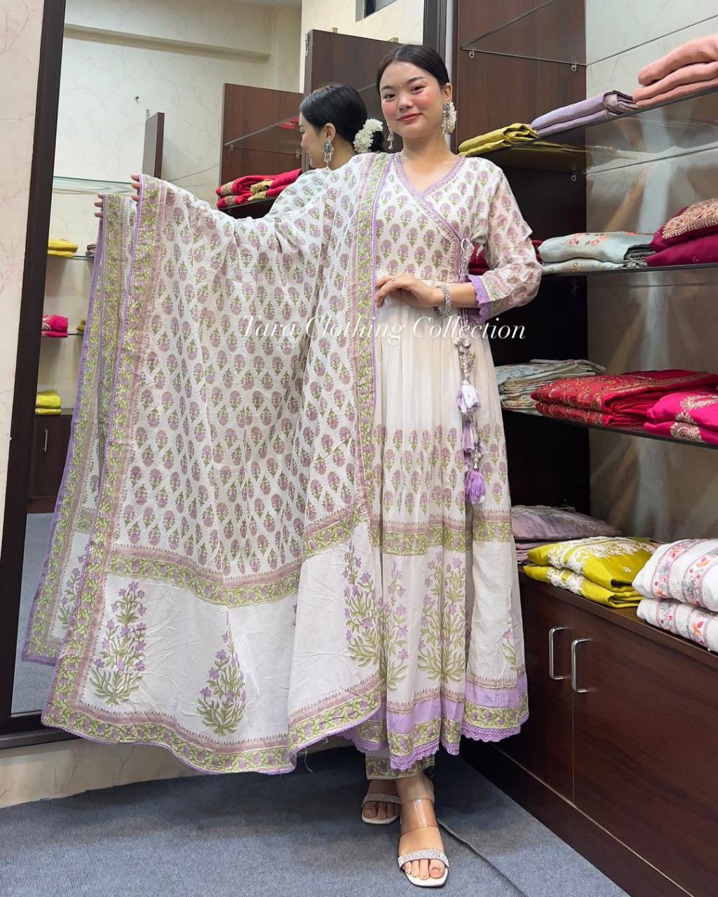 Elegant Pure Cotton Anarkali Style Suit Set