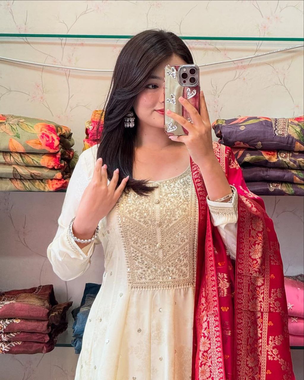 Most Attractive Banana Silk Anarkali Style Suit Set