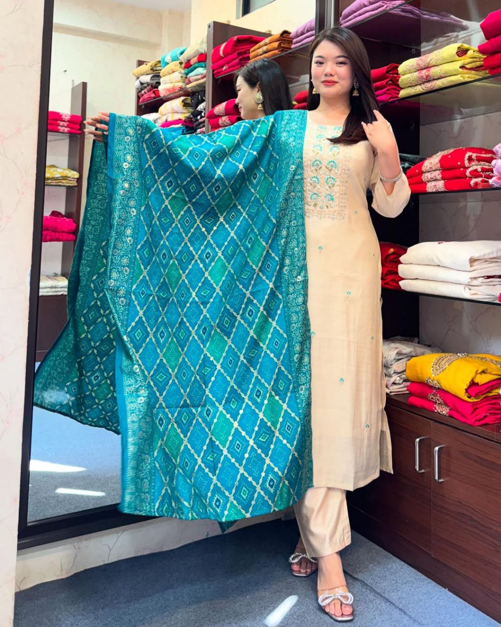 Most Beautiful Banarasi Bandhej Suit Set