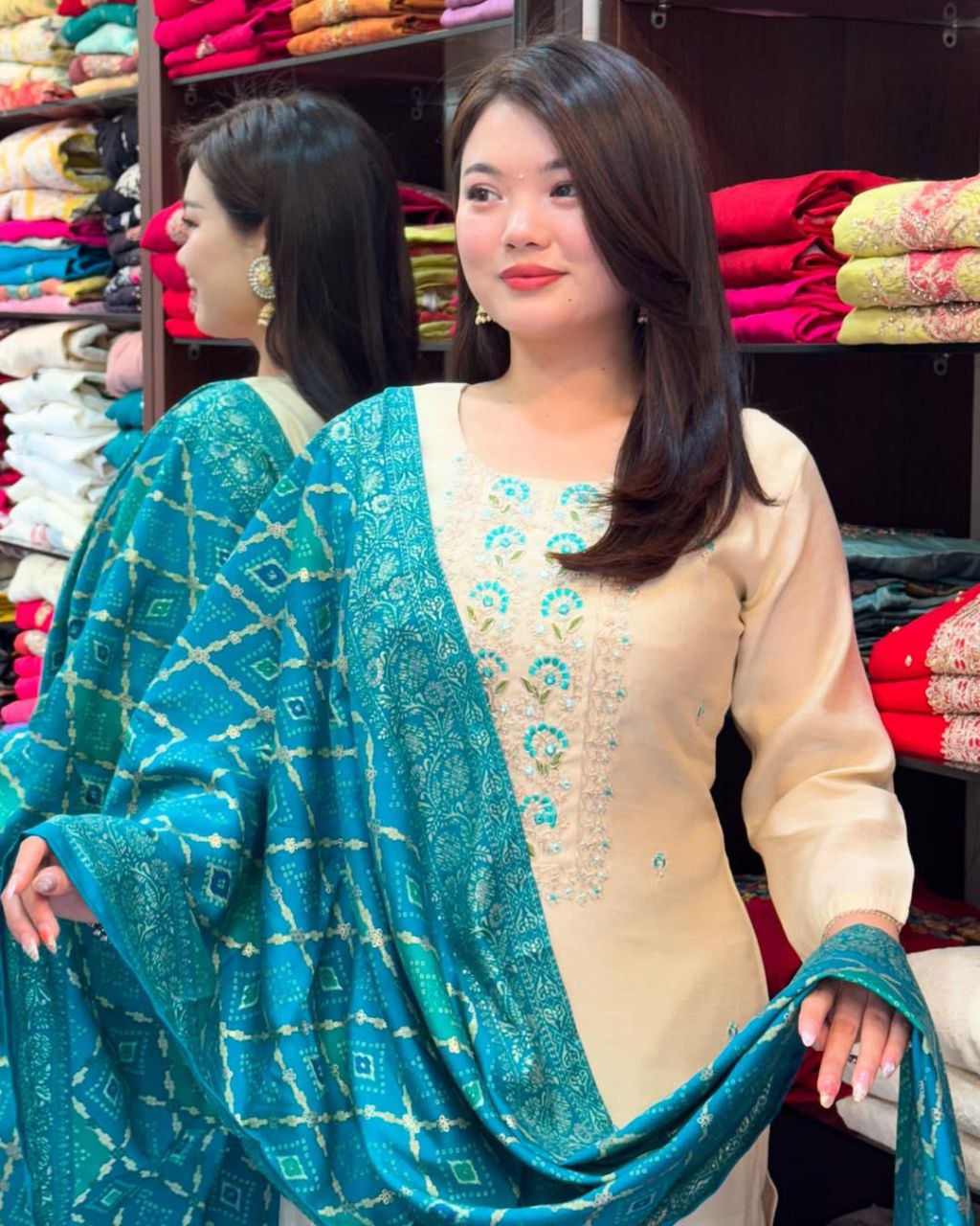 Most Beautiful Banarasi Bandhej Suit Set