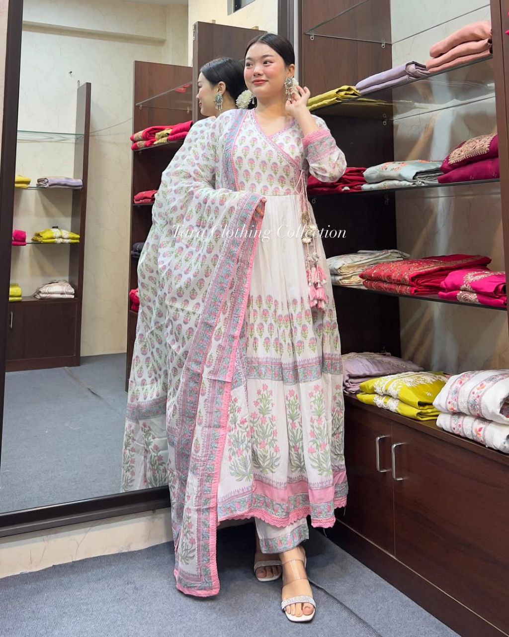 Elegant Pure Cotton Anarkali Style Suit Set
