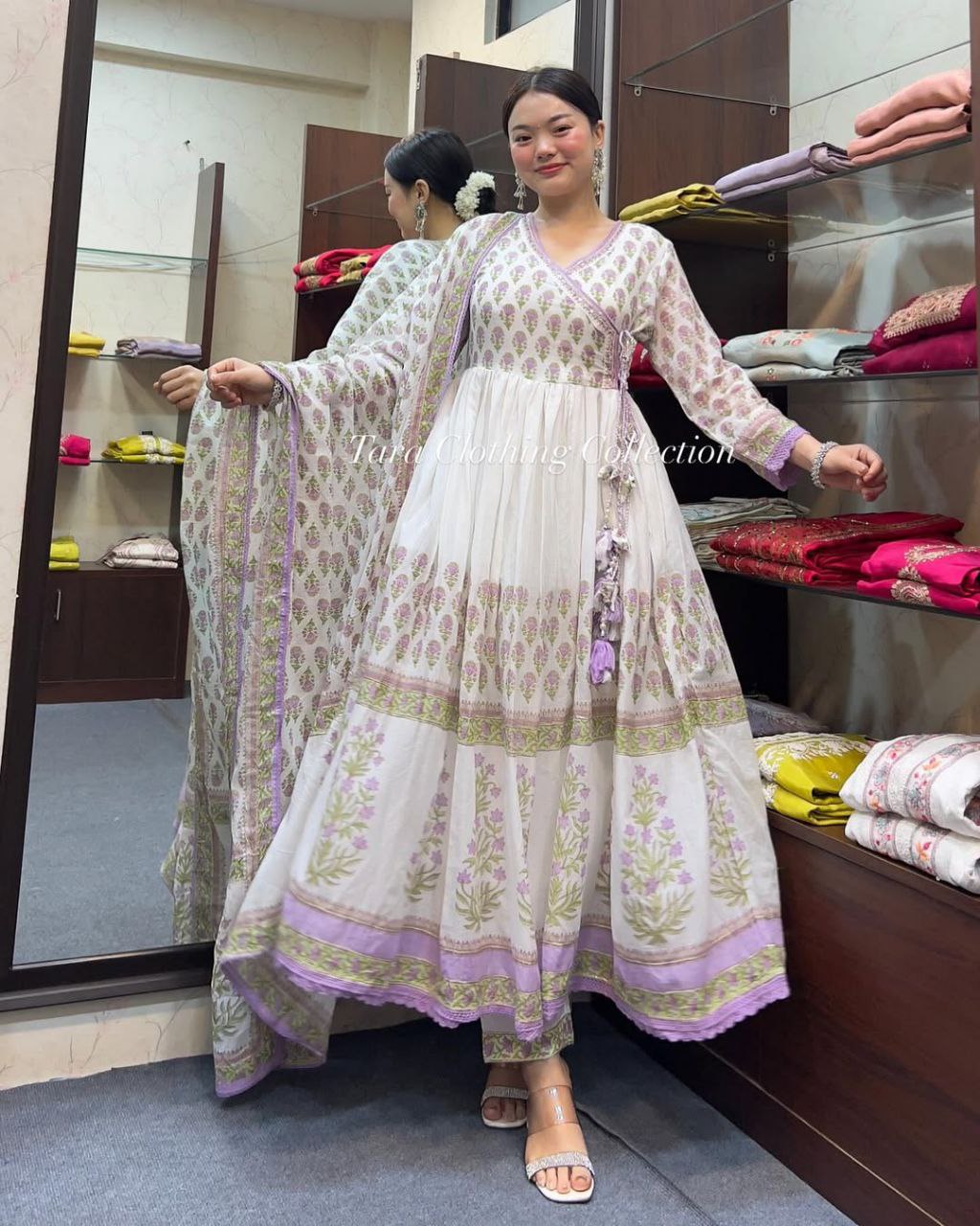 Elegant Pure Cotton Anarkali Style Suit Set
