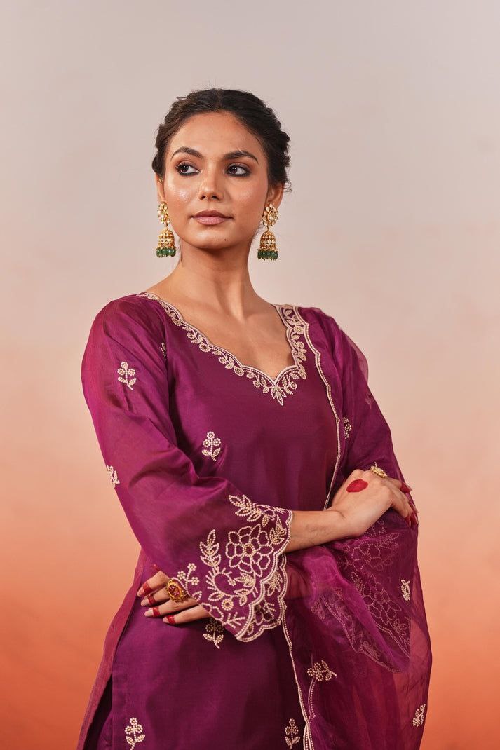 Most Elegant Chanderi Silk Embroidery Suit Set