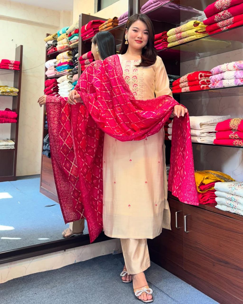 Most Beautiful Banarasi Bandhej Suit Set