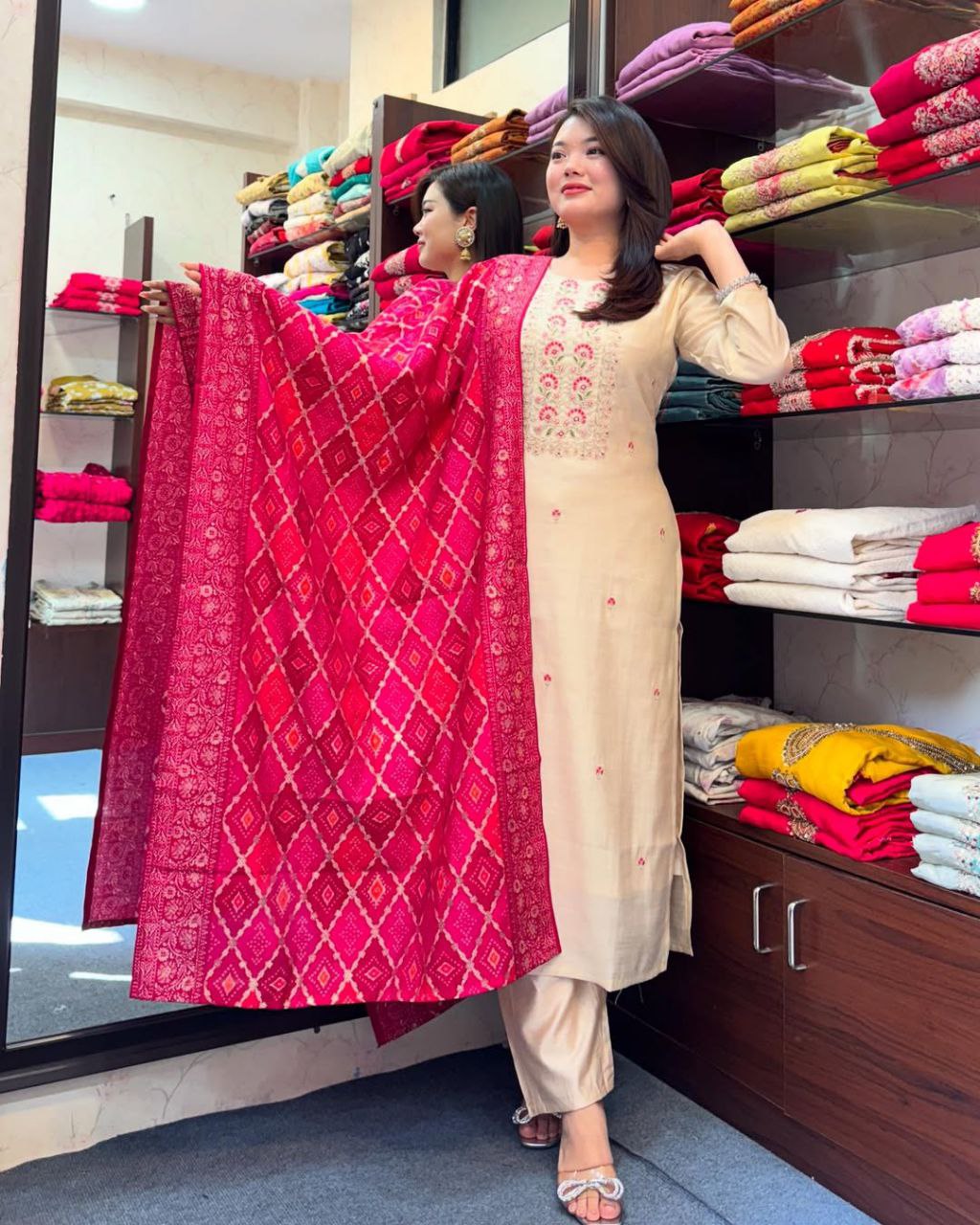 Most Beautiful Banarasi Bandhej Suit Set
