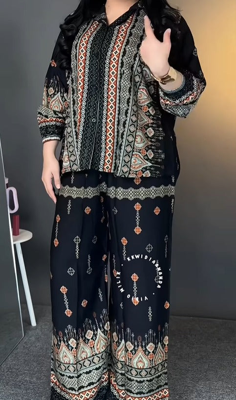 Stylish Black Rayon Co Ord Set