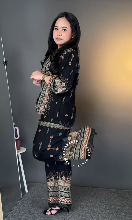 Stylish Black Rayon Co Ord Set