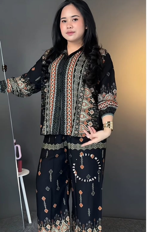 Stylish Black Rayon Co Ord Set