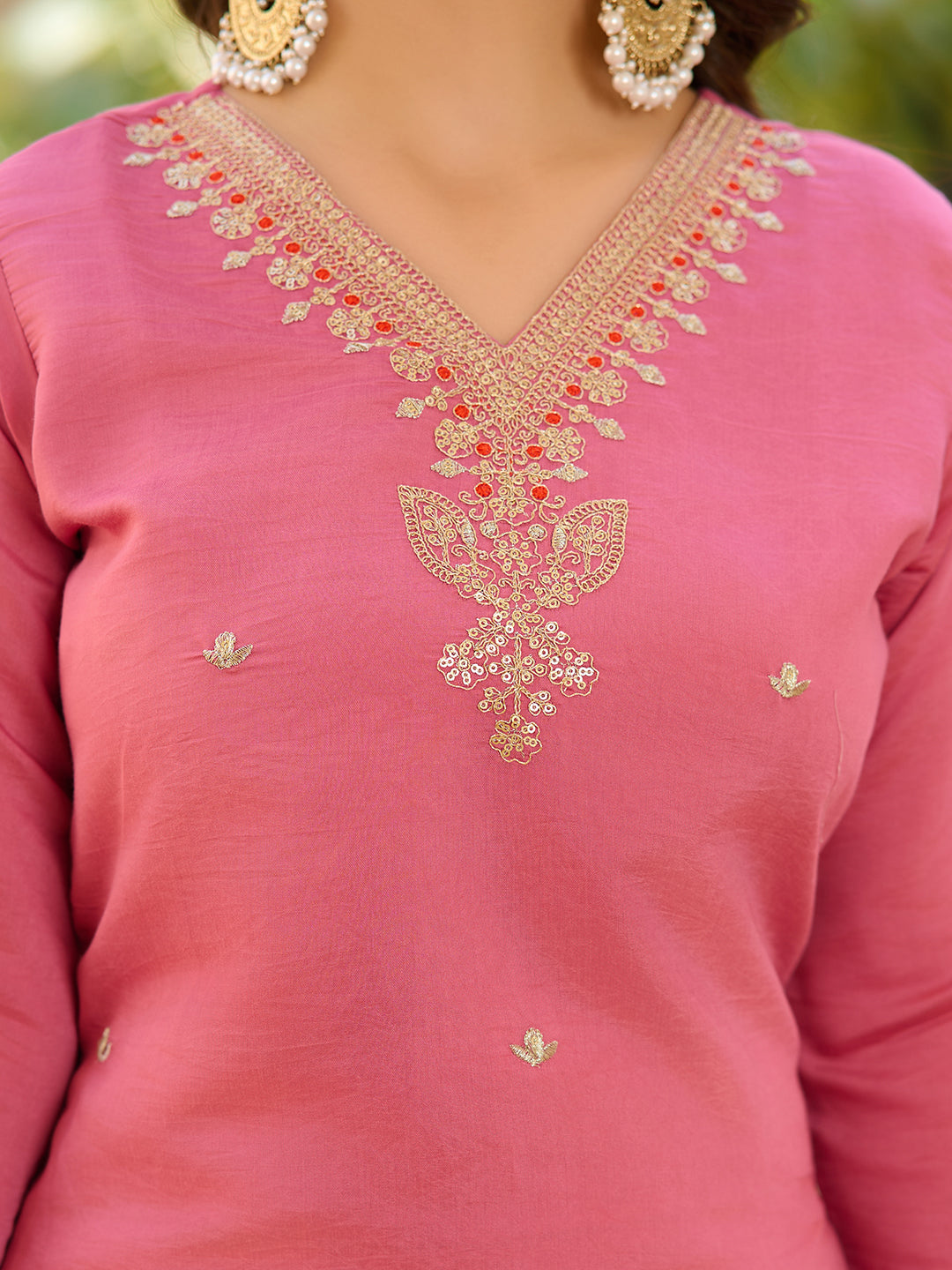 Most Beautiful Embroidary Pure Viscose  Chanderi Suit Set