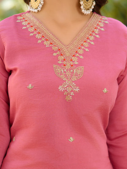 Most Beautiful Embroidary Pure Viscose  Chanderi Suit Set