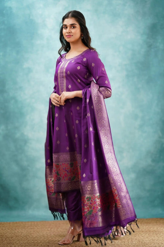 Most Beautiful Paithani Silk Suit Set