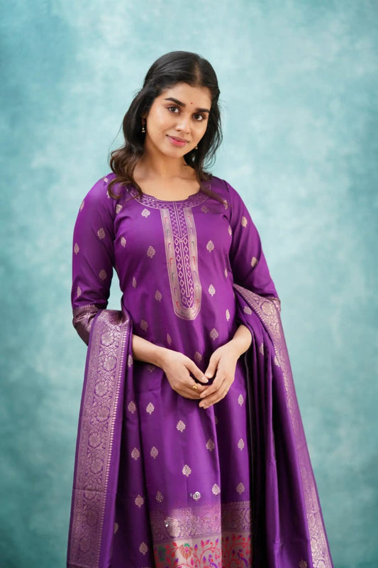 Most Beautiful Paithani Silk Suit Set