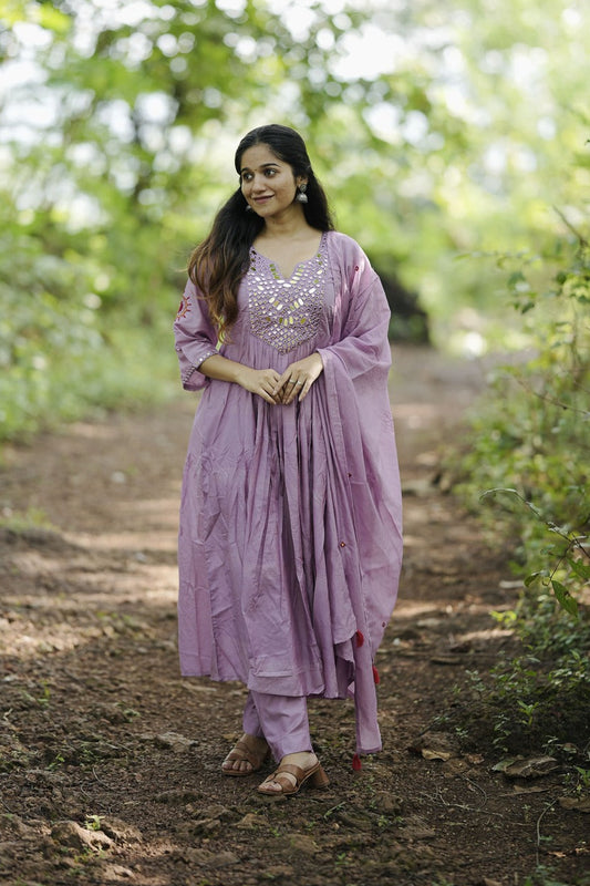 Royal Mal Chanderi Silk Suit Set With Real Mirror Style