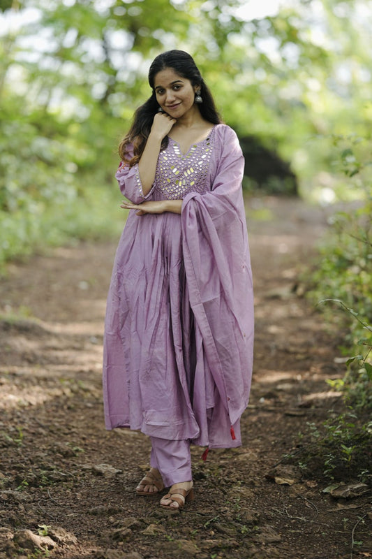 Royal Mal Chanderi Silk Suit Set With Real Mirror Style