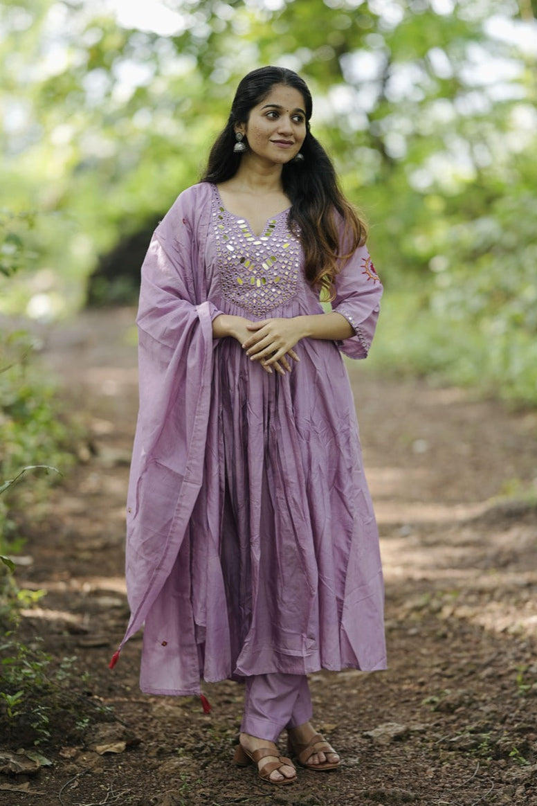 Royal Mal Chanderi Silk Suit Set With Real Mirror Style